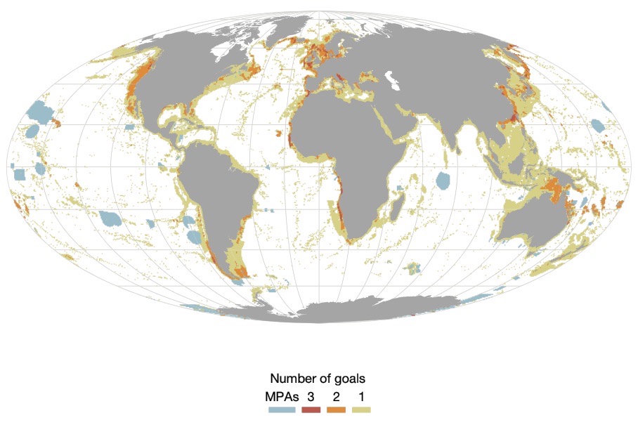 A color-coded map of the world’s oceans